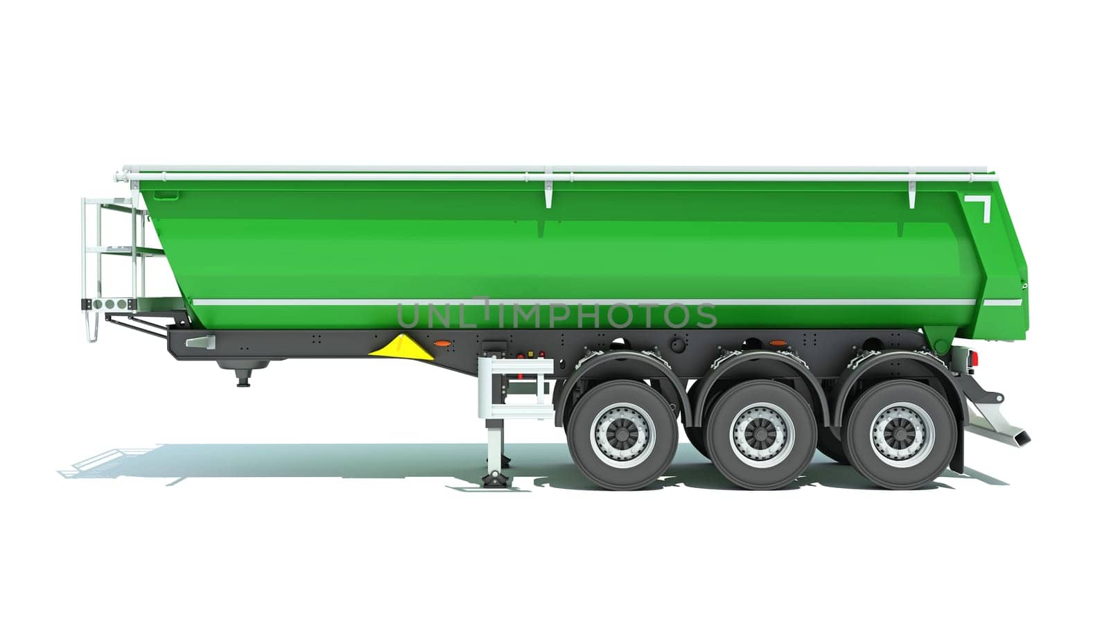 Mining Dump Trailer heavy construction machinery 3D rendering on white background by 3DHorse