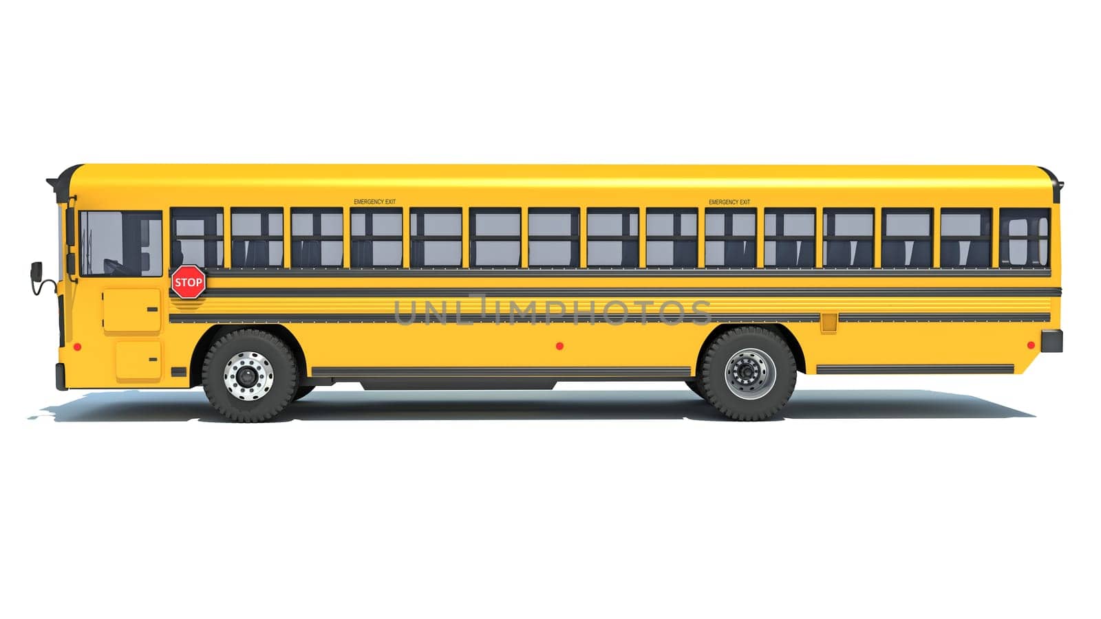 School Bus 3D rendering on white background by 3DHorse