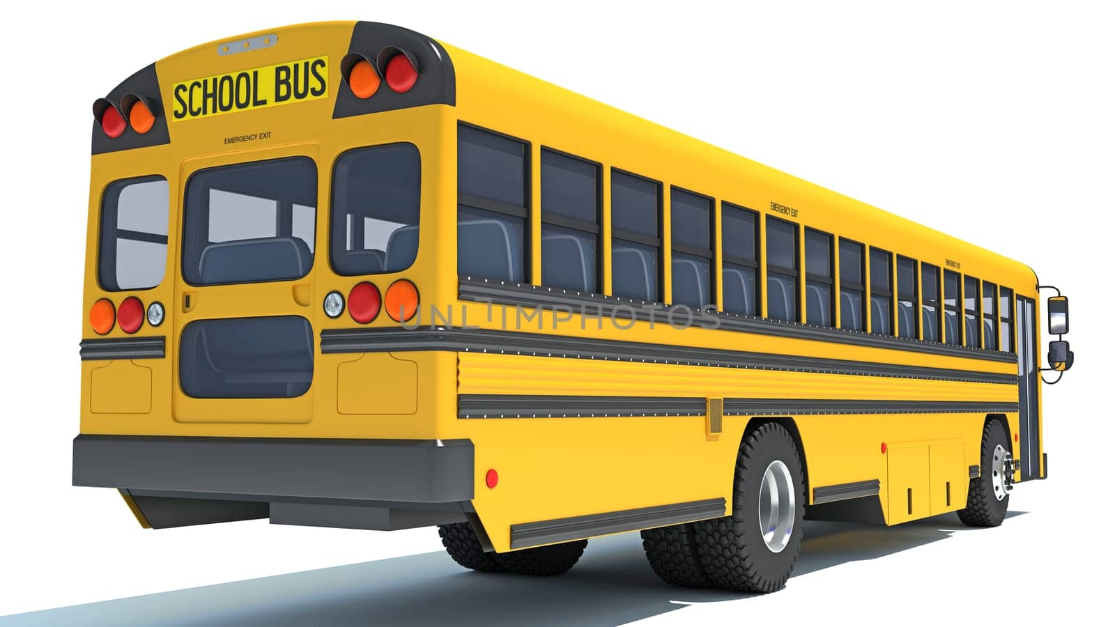 School Bus 3D rendering on white background by 3DHorse