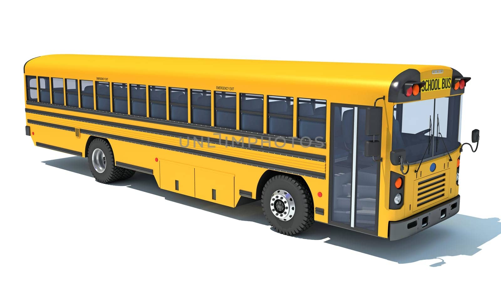 School Bus 3D rendering on white background by 3DHorse