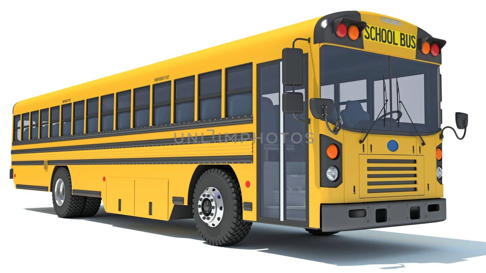 School Bus 3D rendering on white background by 3DHorse