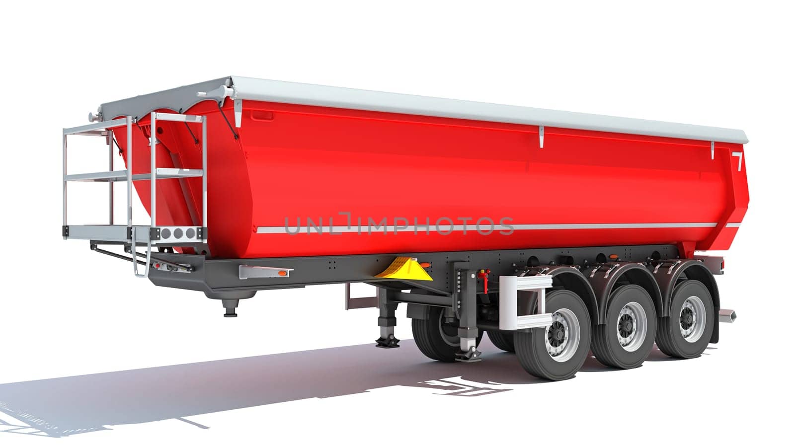 Mining Dump Trailer heavy construction machinery 3D rendering on white background by 3DHorse