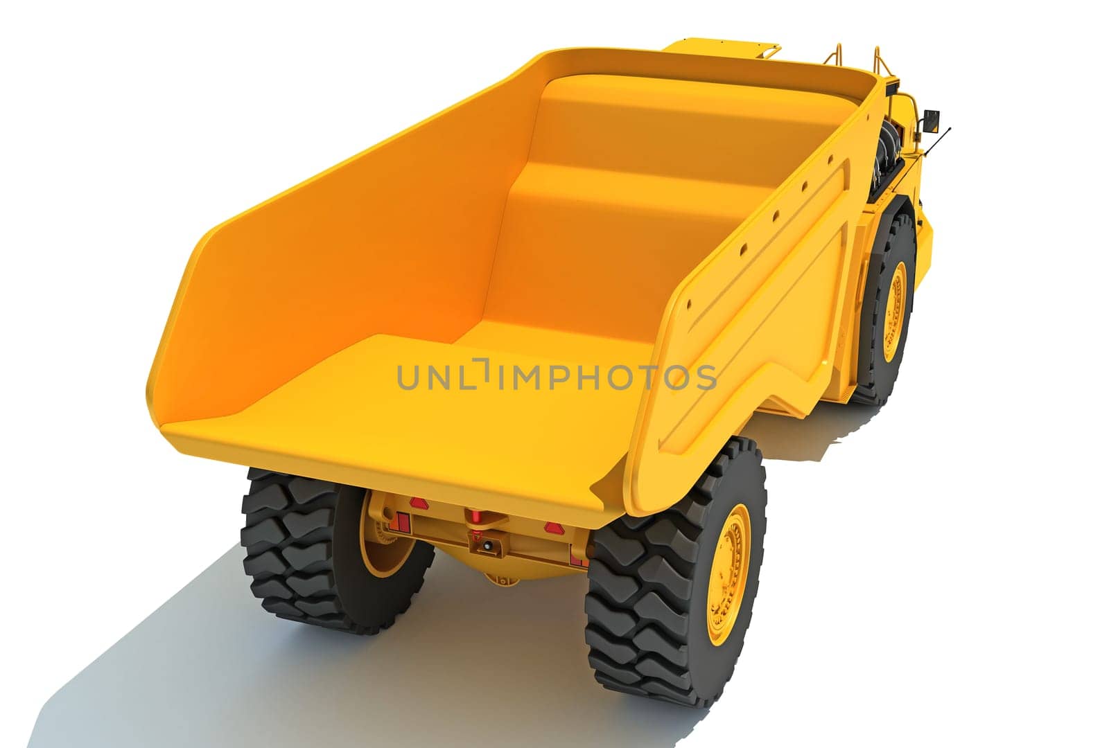 Mining Dump Truck heavy construction machinery 3D rendering model on white background