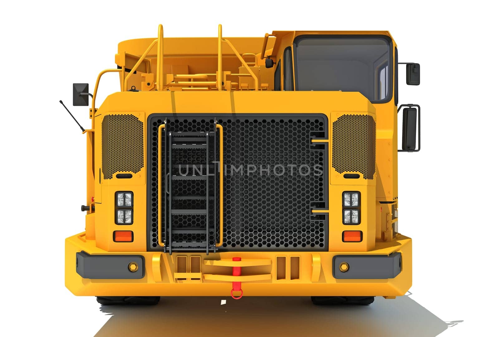 Mining Dump Truck heavy construction machinery 3D rendering model on white background