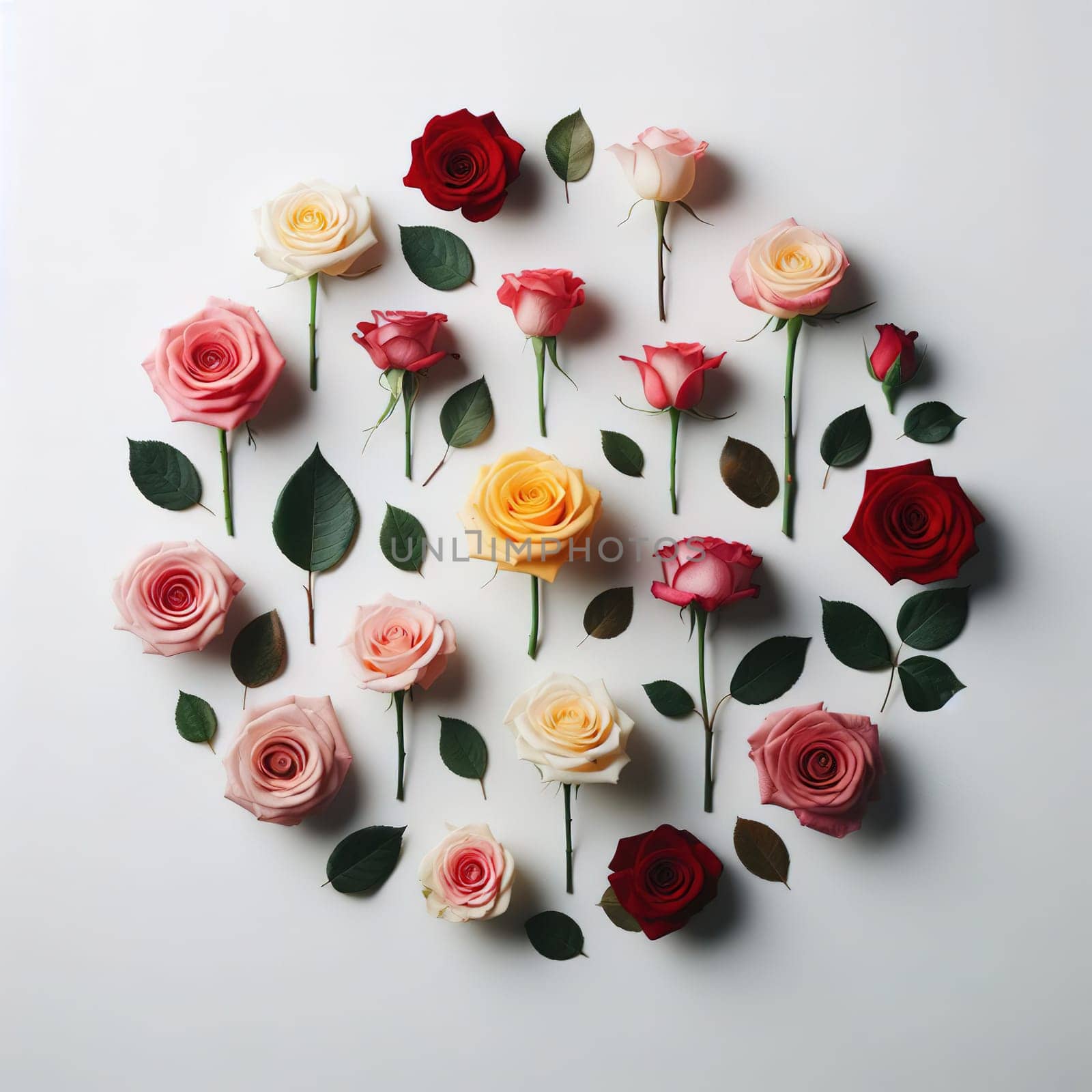 Composition of flowers in the form of a circle. High quality illustration