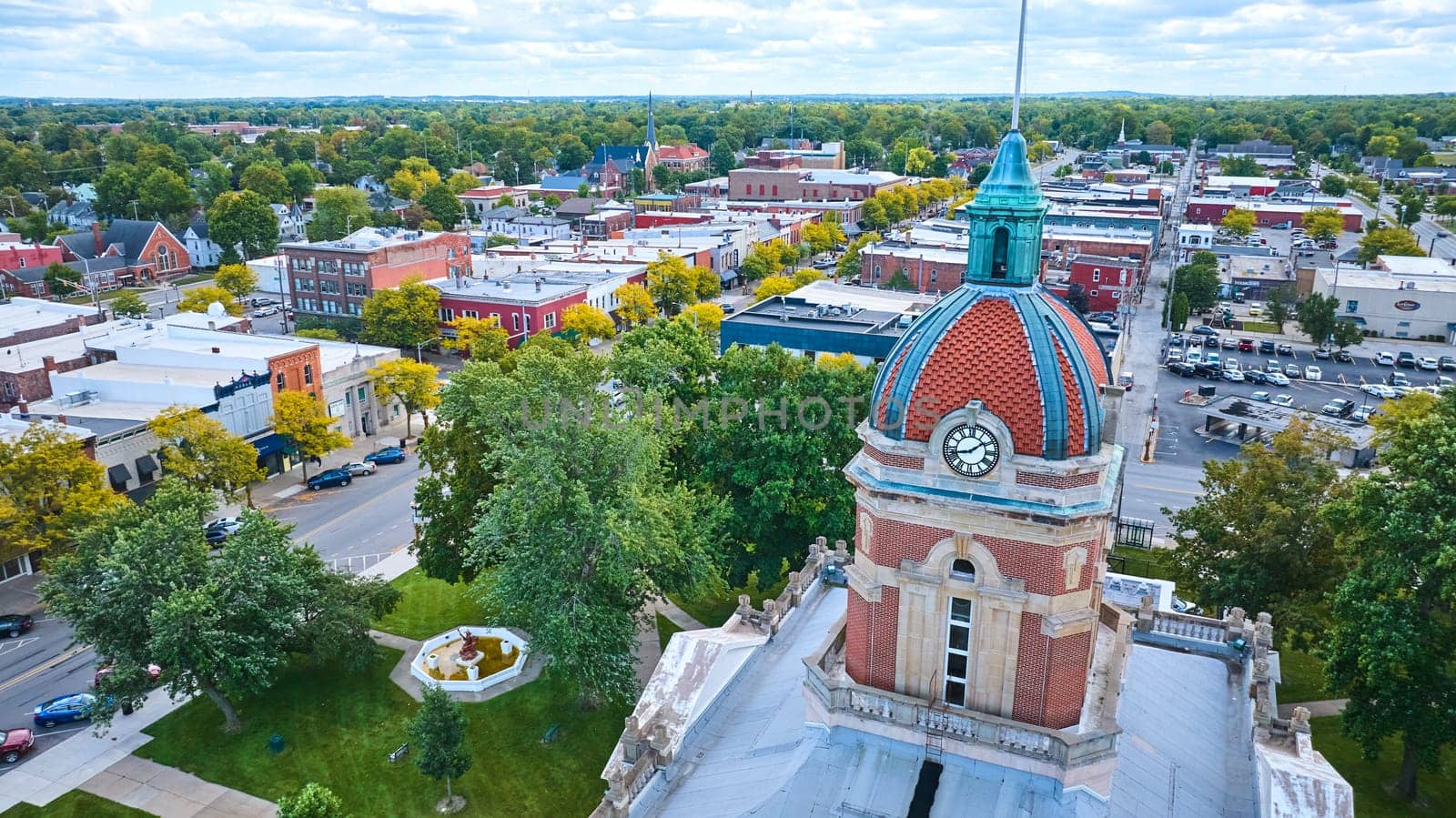 Aerial View of Historic Elkhart Courthouse and Downtown Area by njproductions