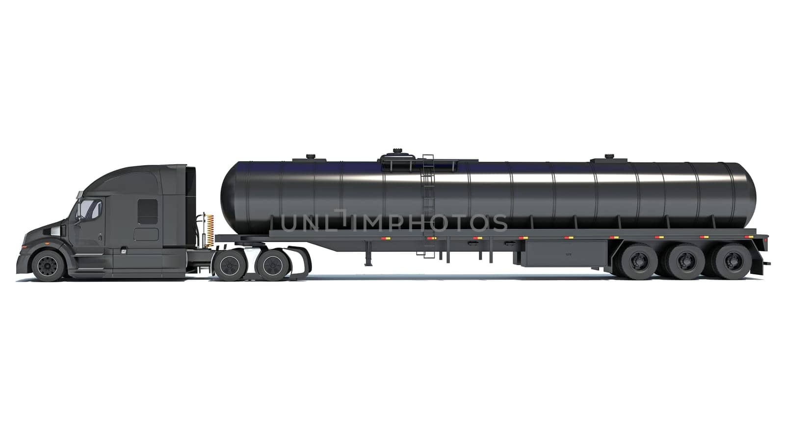 Heavy truck with tank trailer 3D rendering on white background by 3DHorse