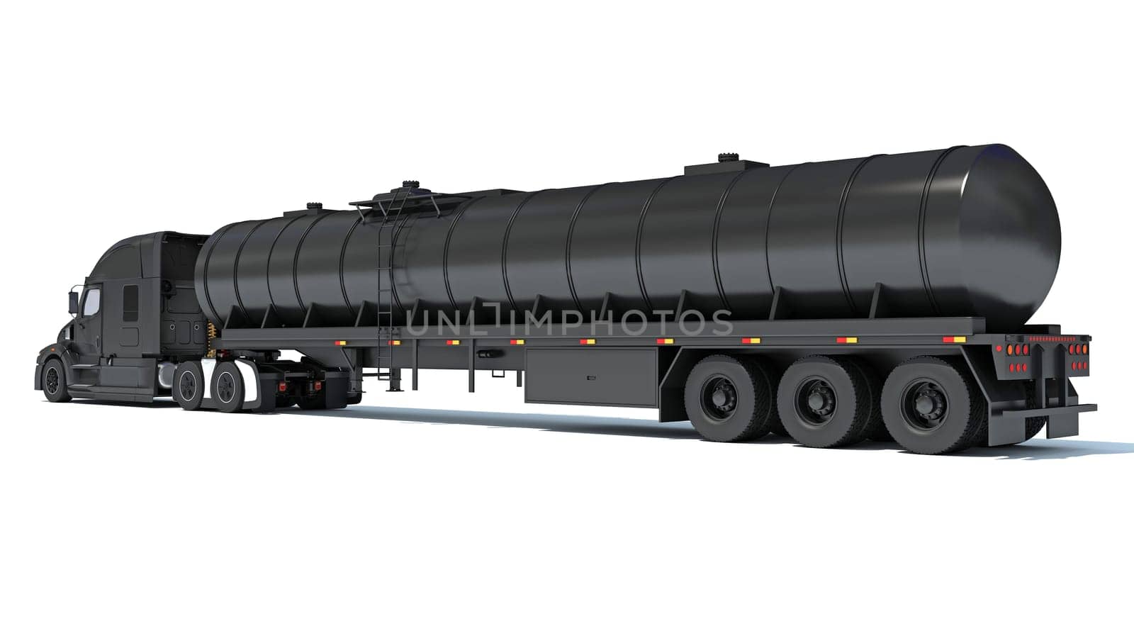 Heavy truck with tank trailer 3D rendering on white background by 3DHorse