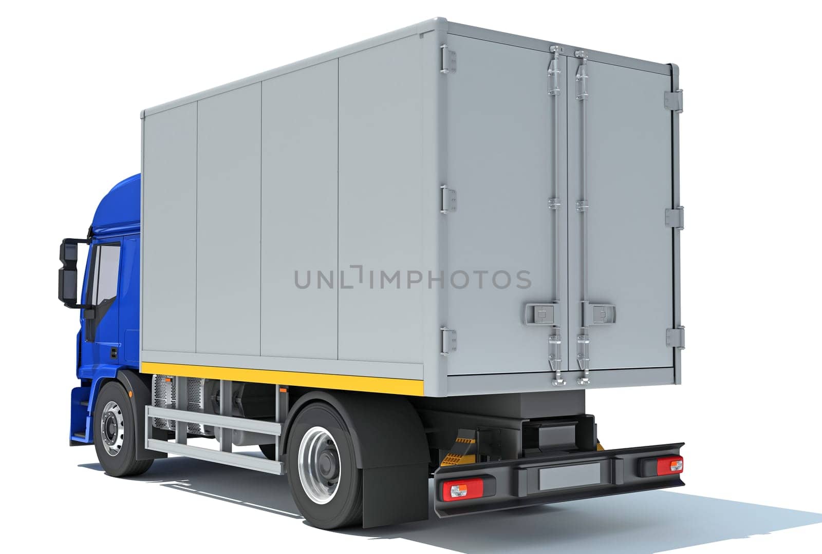 Transporter Box Truck 3D rendering model on white background