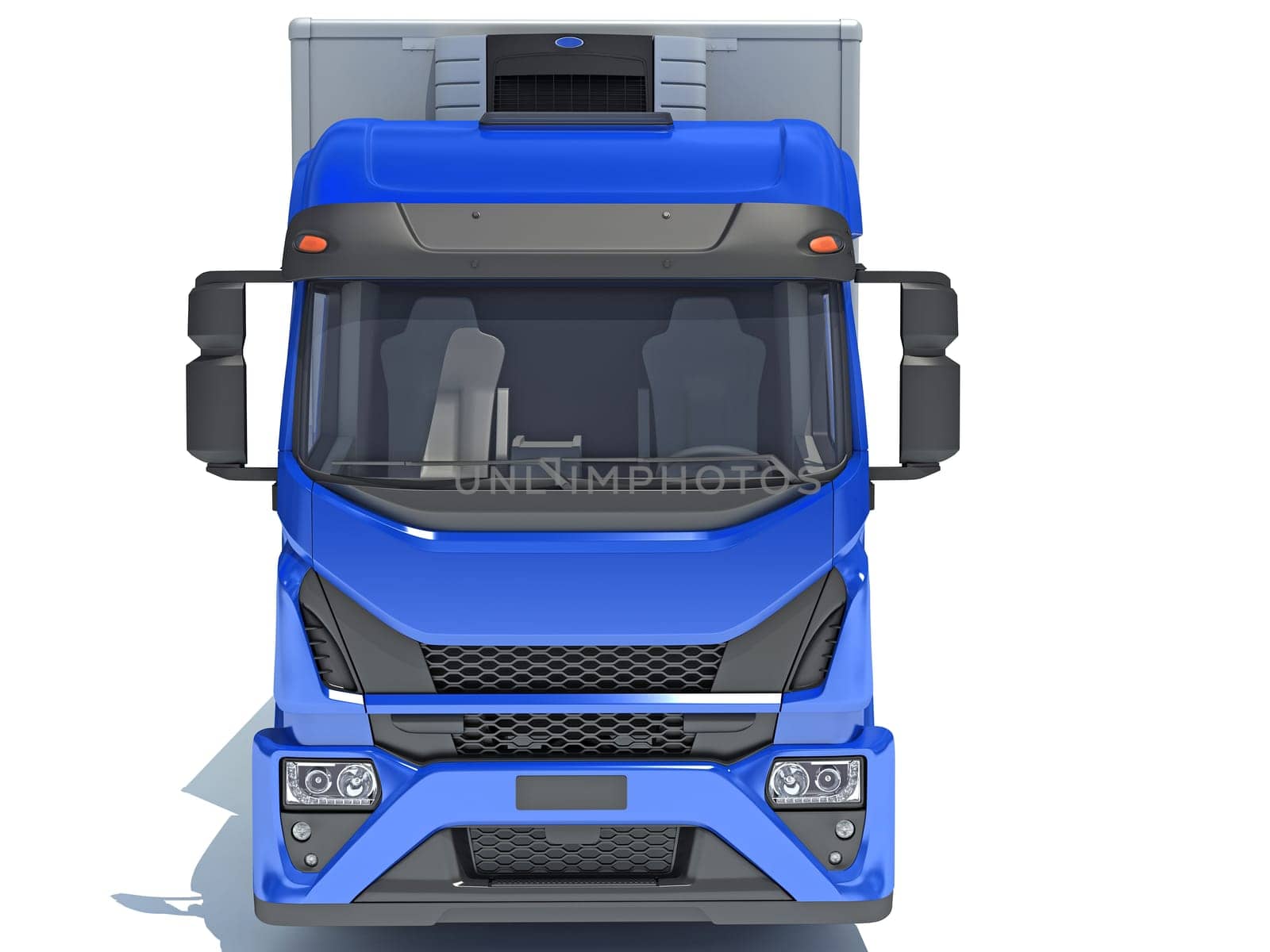 Transporter Box Truck 3D rendering on white background by 3DHorse