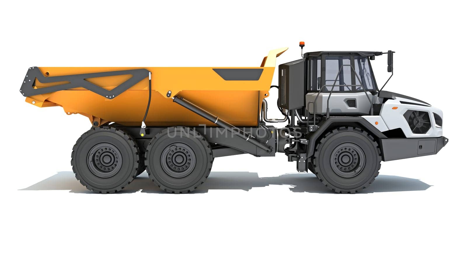 Articulated Mining Truck 3D rendering on white background by 3DHorse