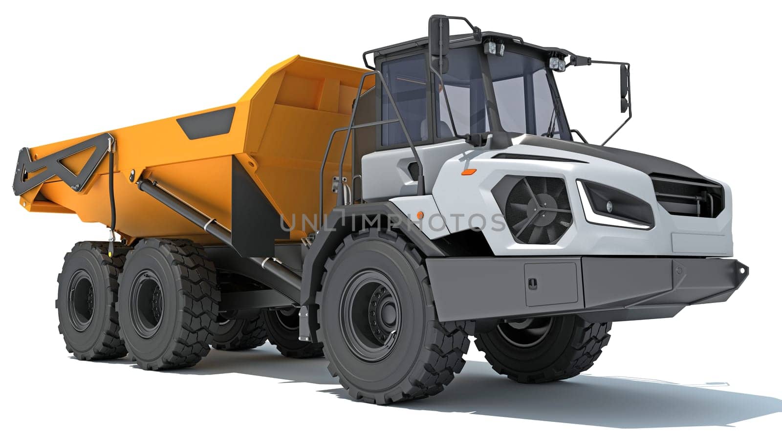 Articulated Mining Truck 3D rendering on white background by 3DHorse