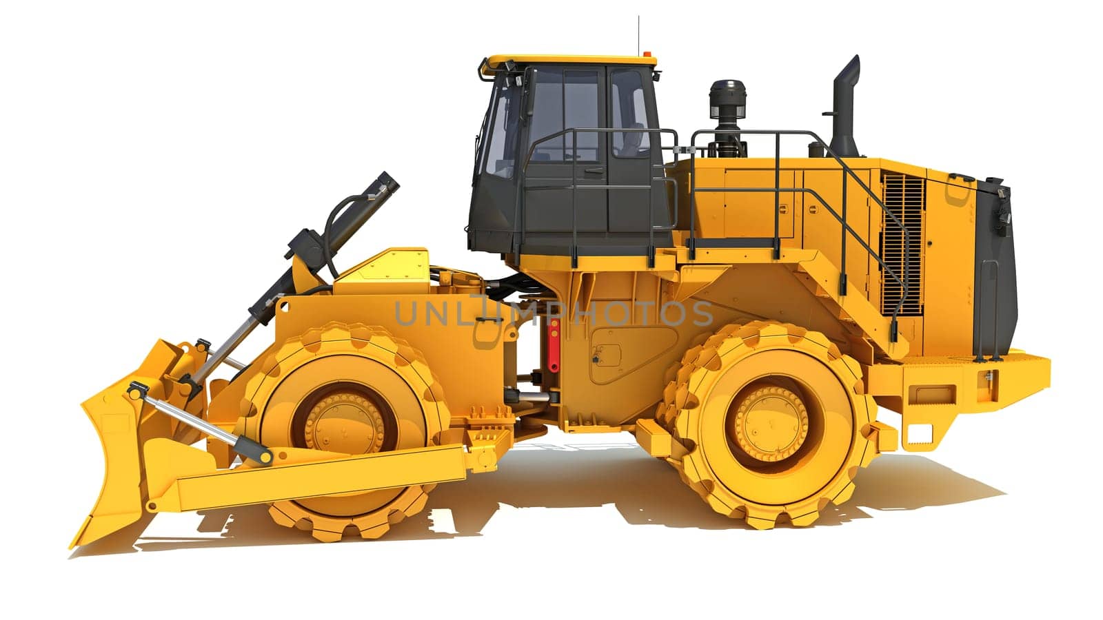 Soil Compactor 3D rendering model on white background