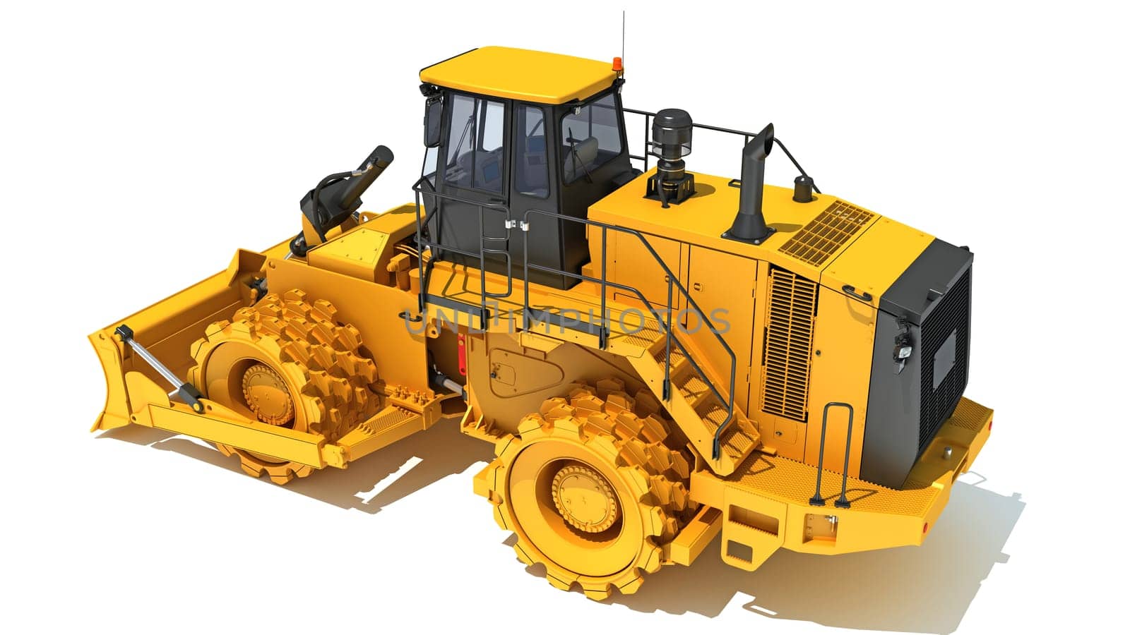 Soil Compactor 3D rendering model on white background