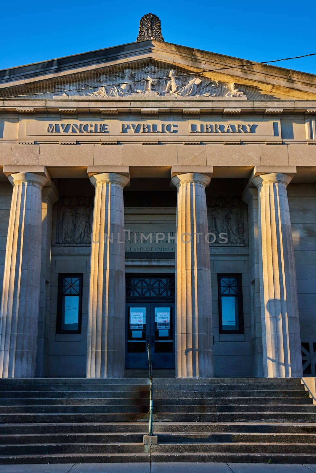 Majestic Sunrise at Muncie Public Library, Historic Carnegie-funded Building in Indiana