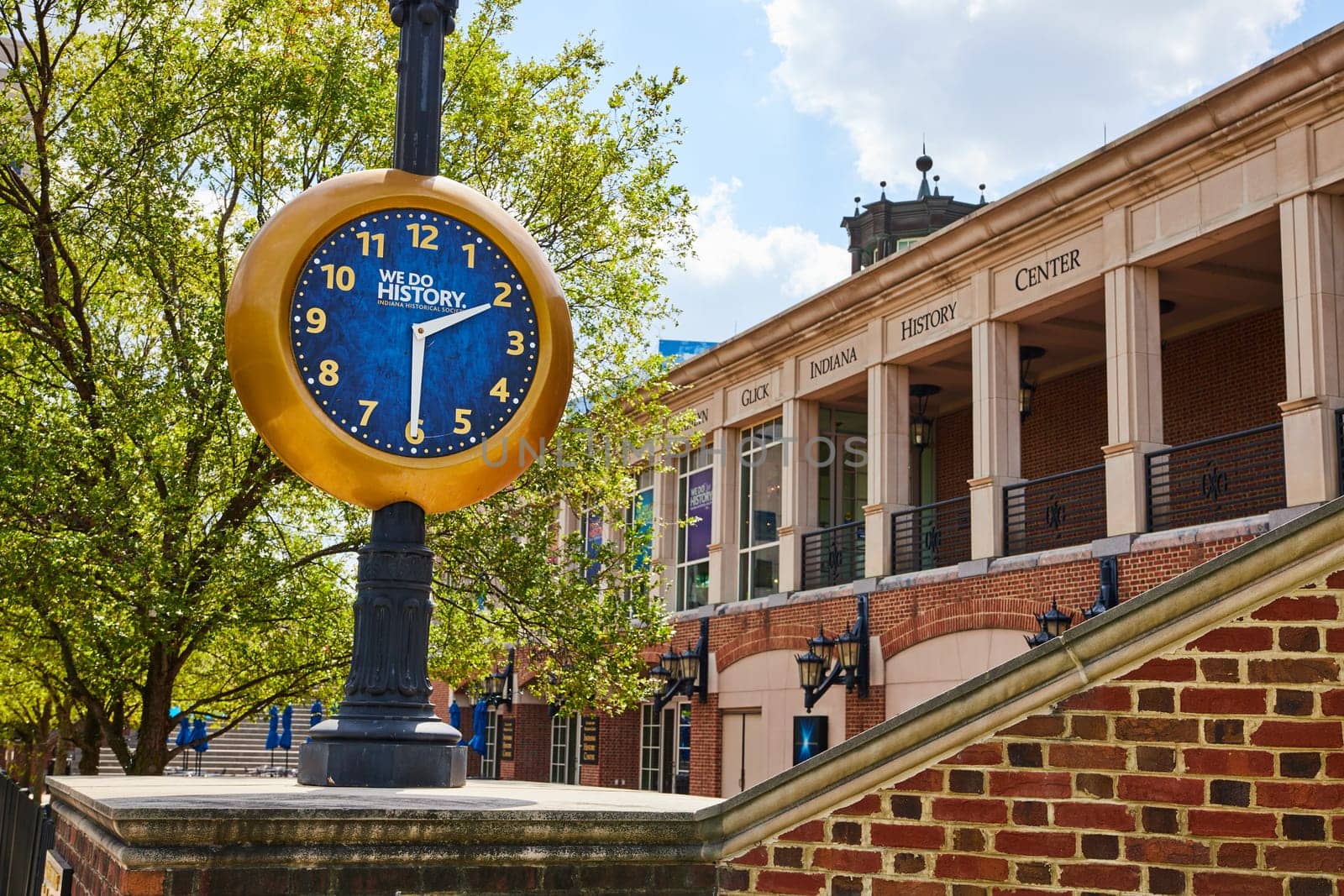 Ornate Street Clock at History Center, Indiana in Sunlight by njproductions
