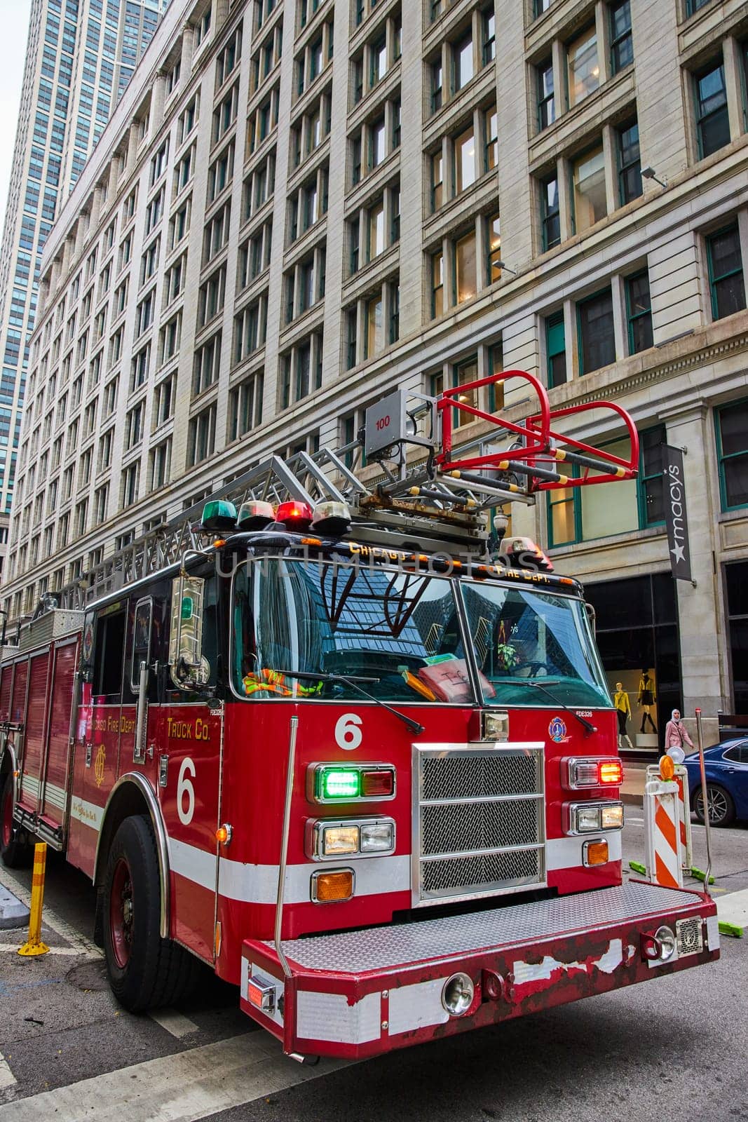 Fire truck, engine number 6 in downtown Chicago, Illinois, USA by njproductions