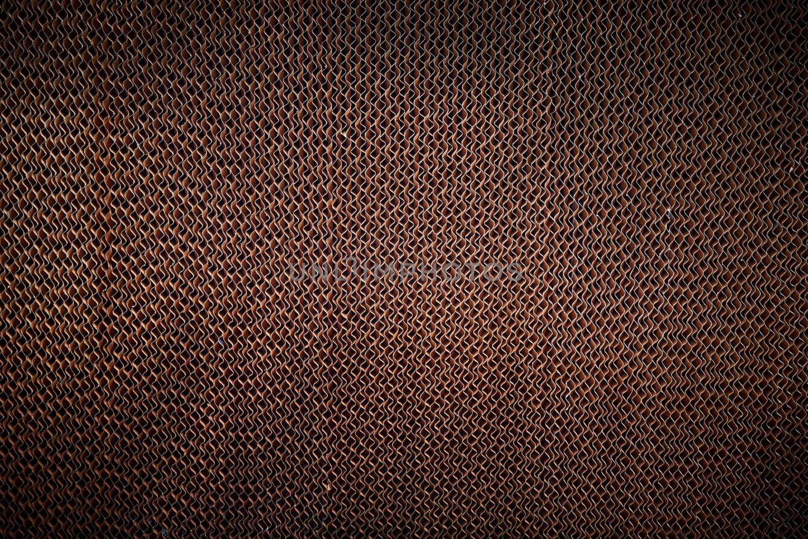 Coppery Diamond Patterned Metal Mesh Texture for Industrial Design, Shot in Muncie Conservatory Gardens, Indiana