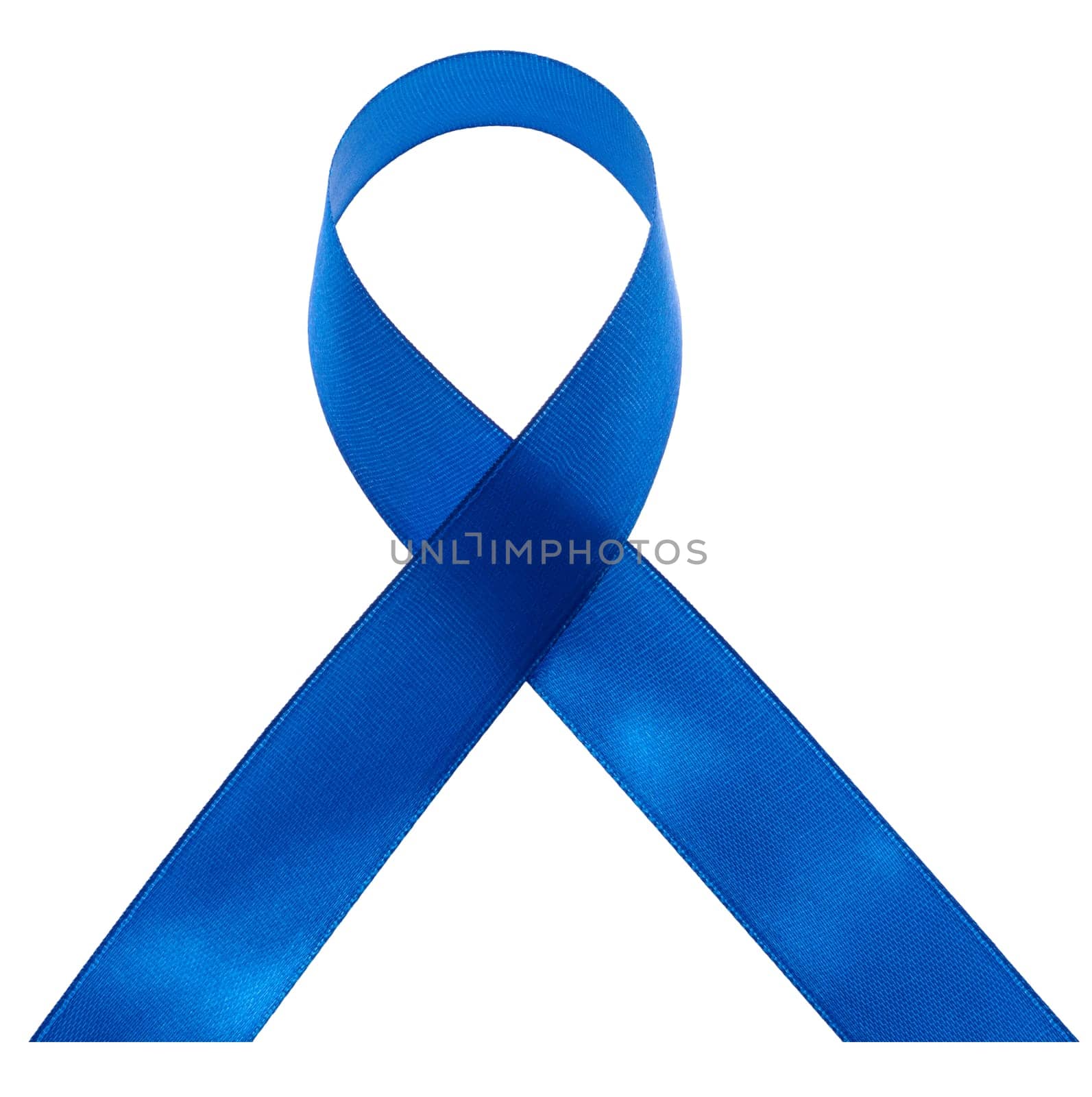 Loop of blue silk ribbon isolated on background