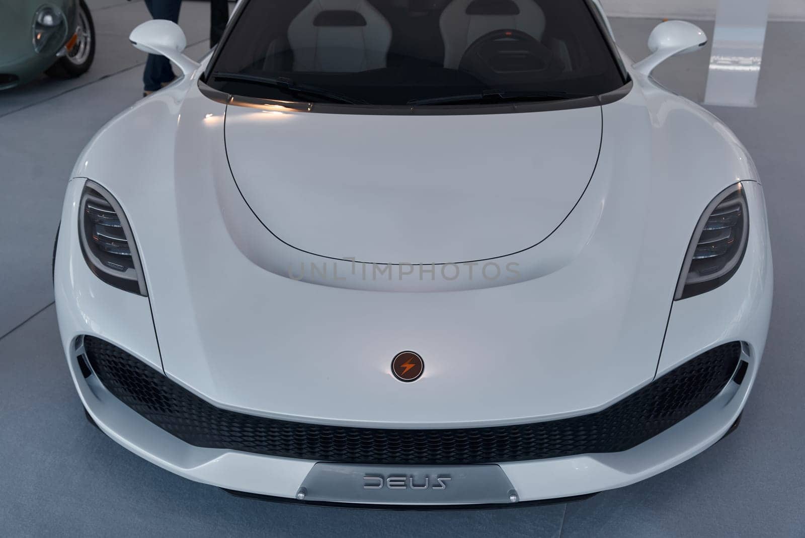 Monaco, Monte Carlo, 28 September 2022 - Deus Vayanne Electric Hypercar on exhibition of exclusive cars during the yacht show, the famous motorboat exhibition in the principality. High quality photo