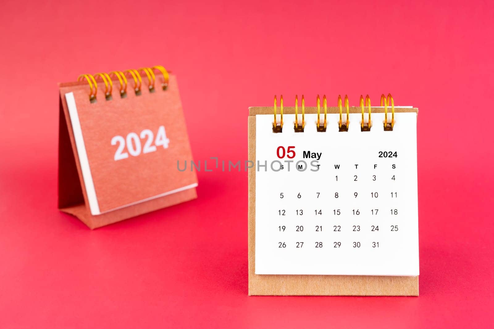 2024 May Mini Calendar On Red Background by Gamjai