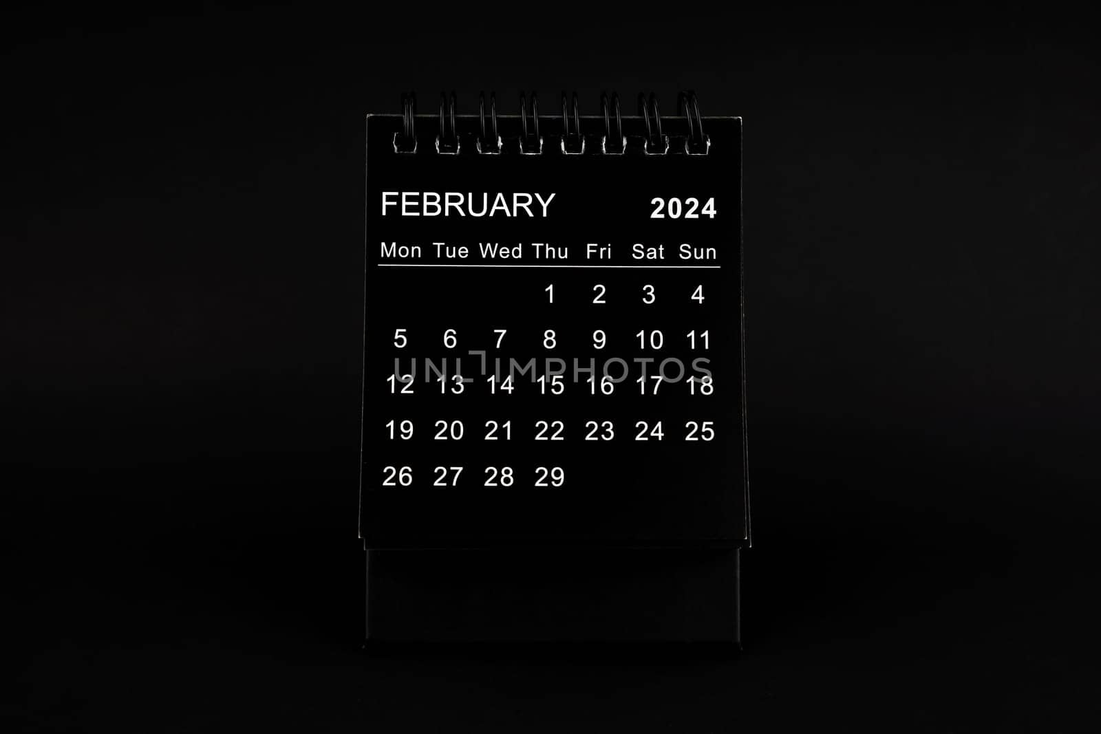 Black Calendar for February 2024.  by Gamjai