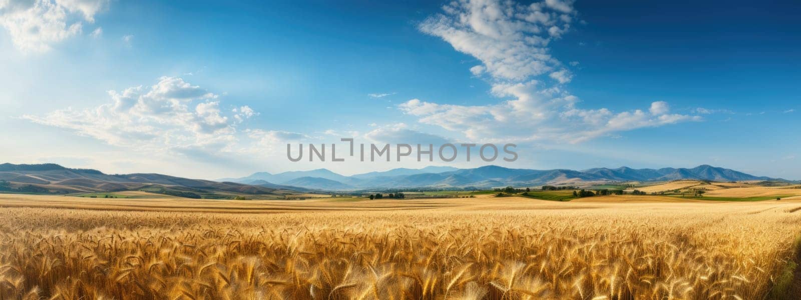 Panorama Landscape barley field, Generate with Ai.