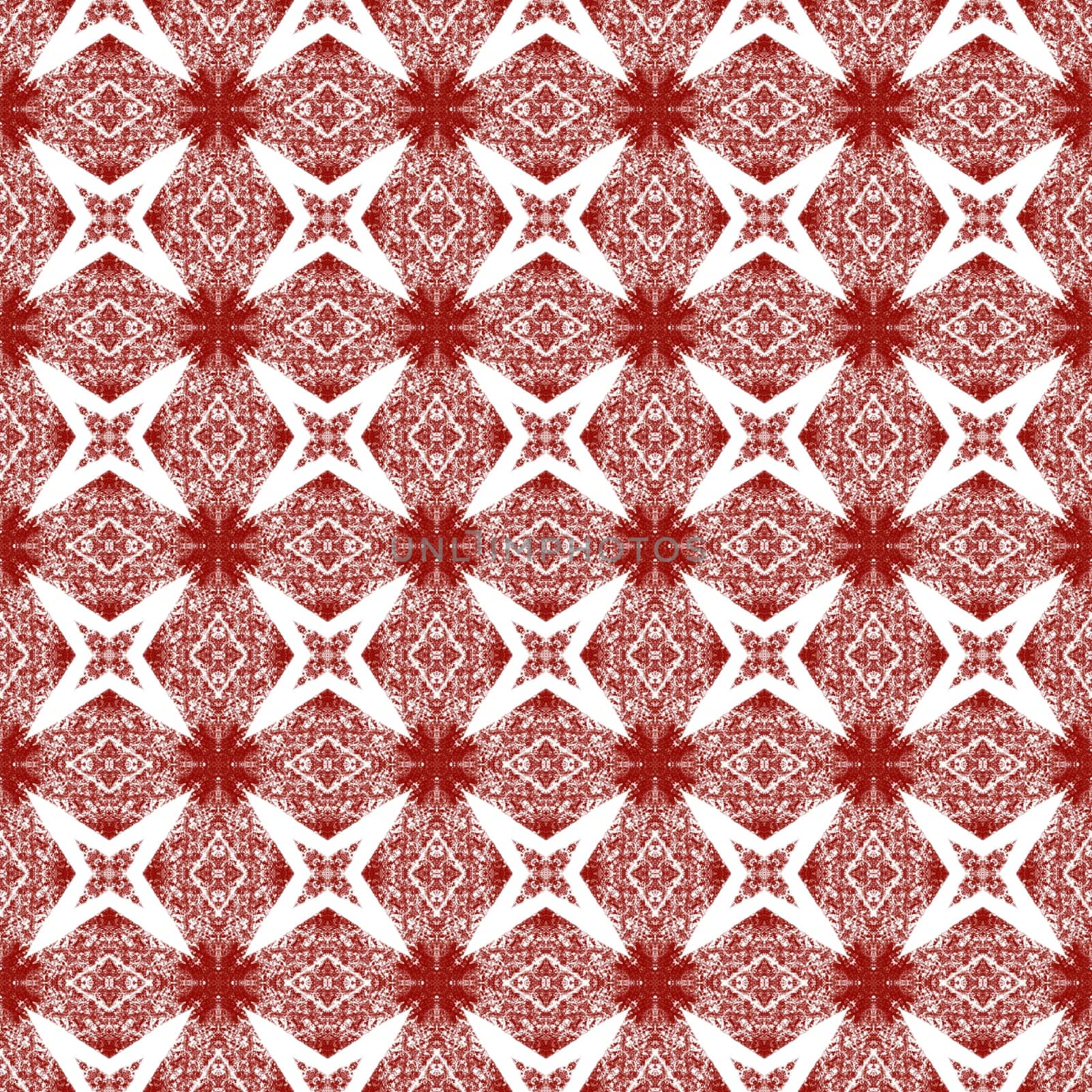 Tiled watercolor pattern. Maroon symmetrical by beginagain