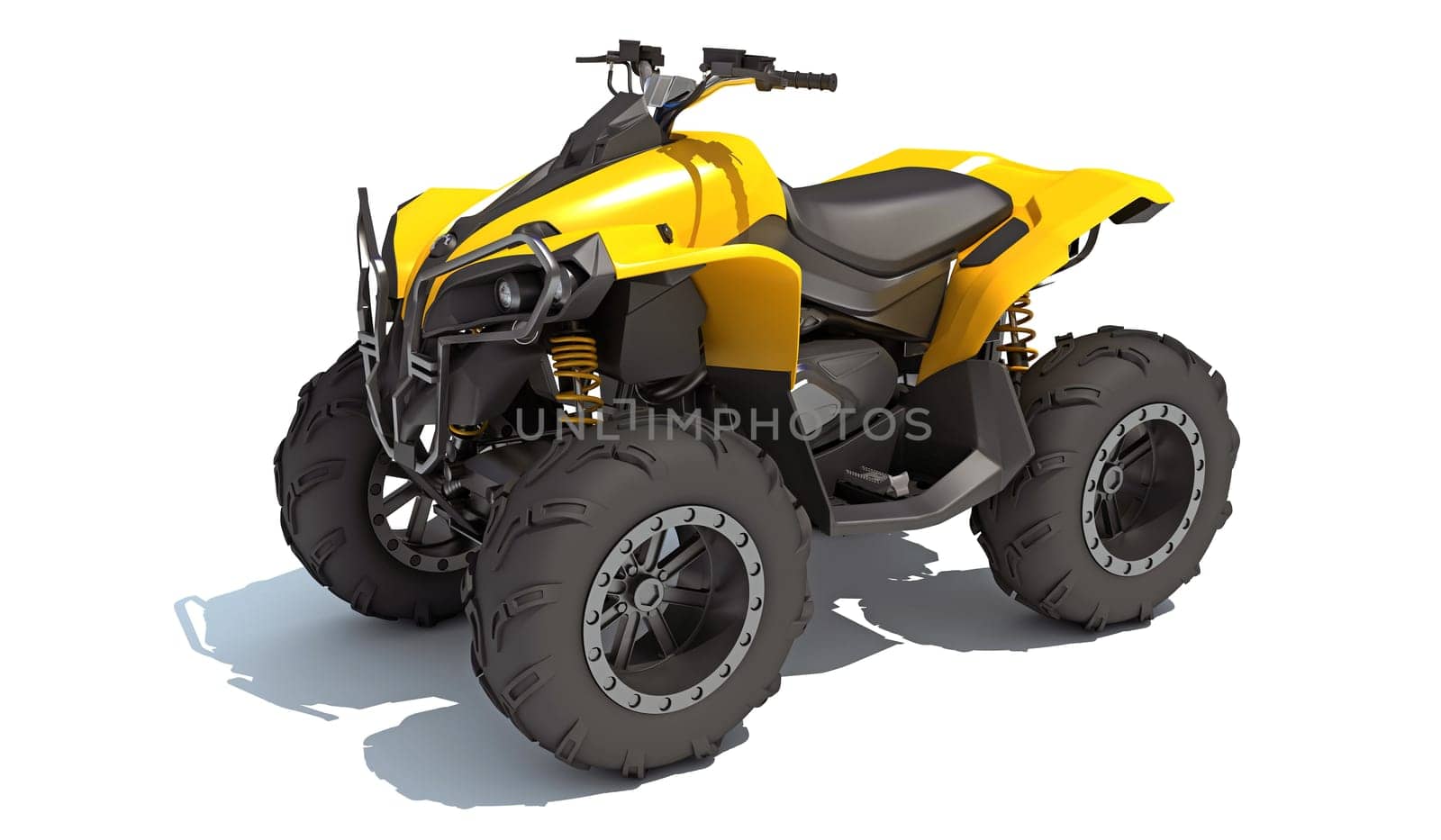 ATV all terrain Vehicle 3D rendering model on white background