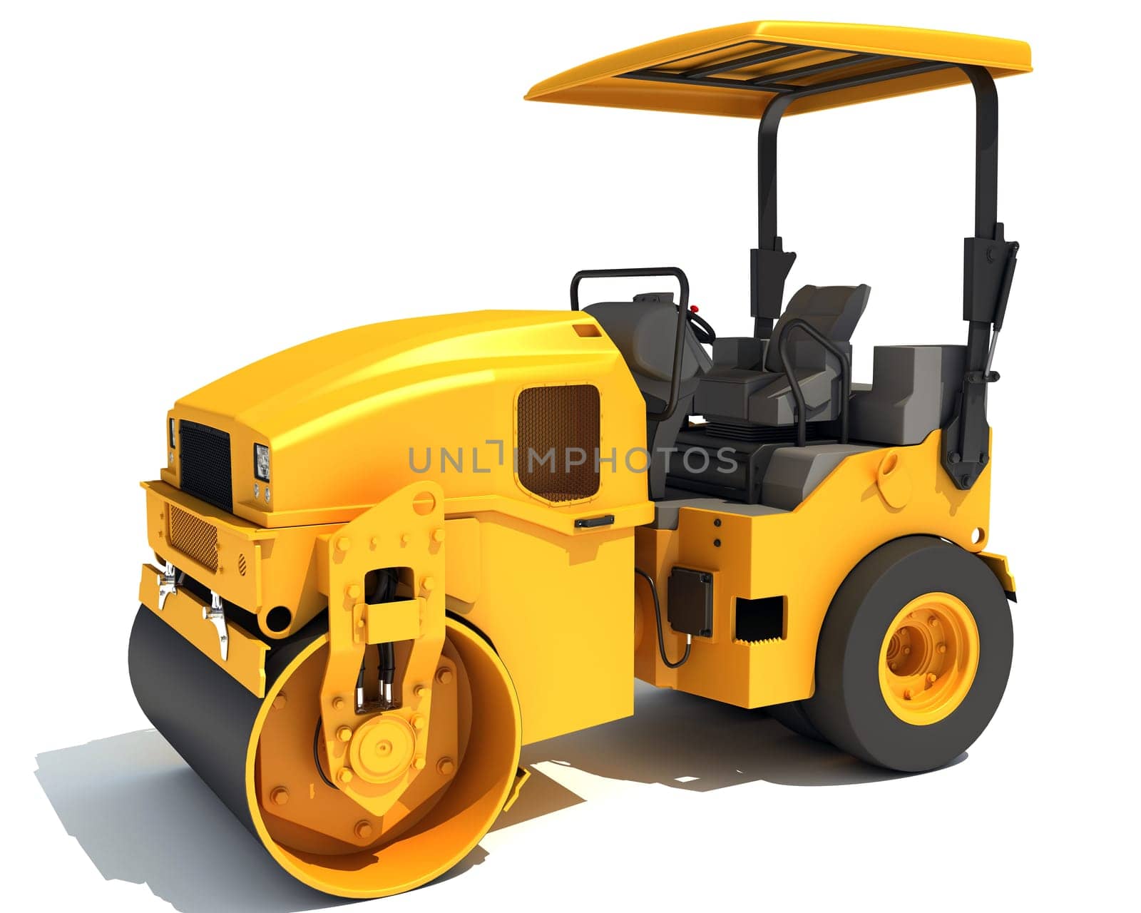 Compact Tandem Vibratory Road Roller 3D rendering model