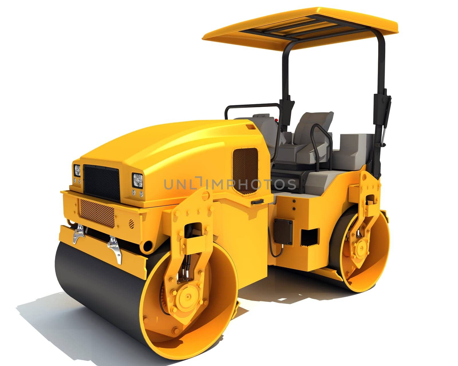 Compact Tandem Vibratory Road Roller 3D rendering model