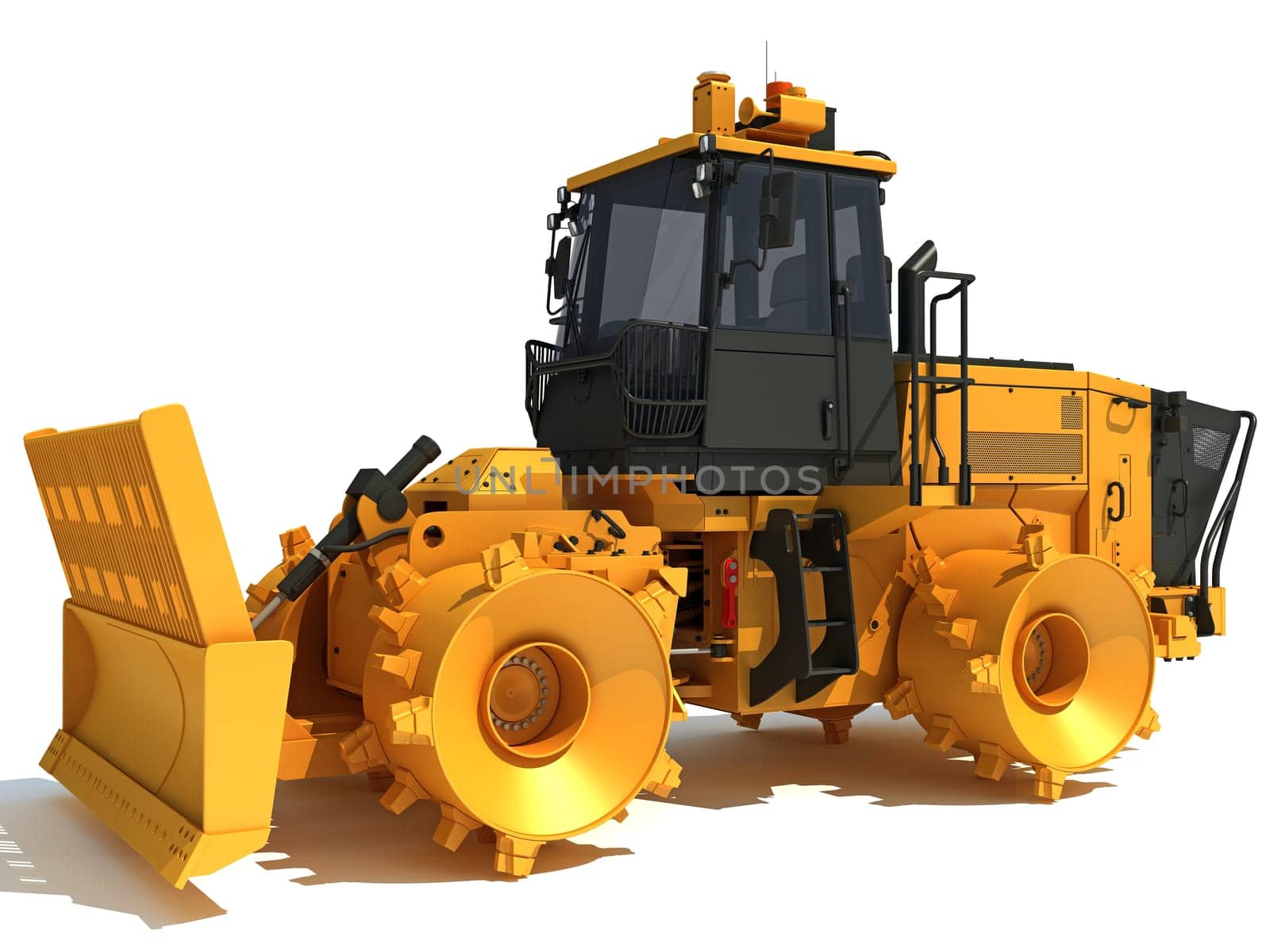 Landfill Compactor 3D rendering on white background by 3DHorse