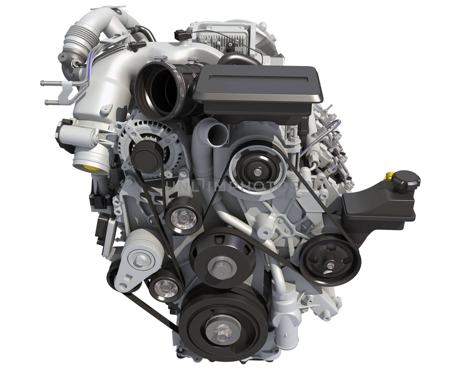 V8 Engine 3D rendering model on white background