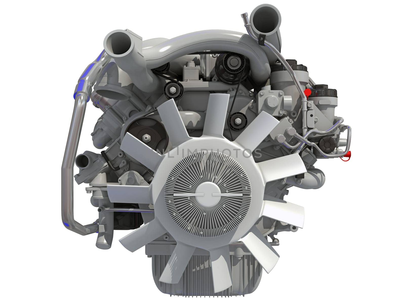 V8 Engine 3D rendering model on white background