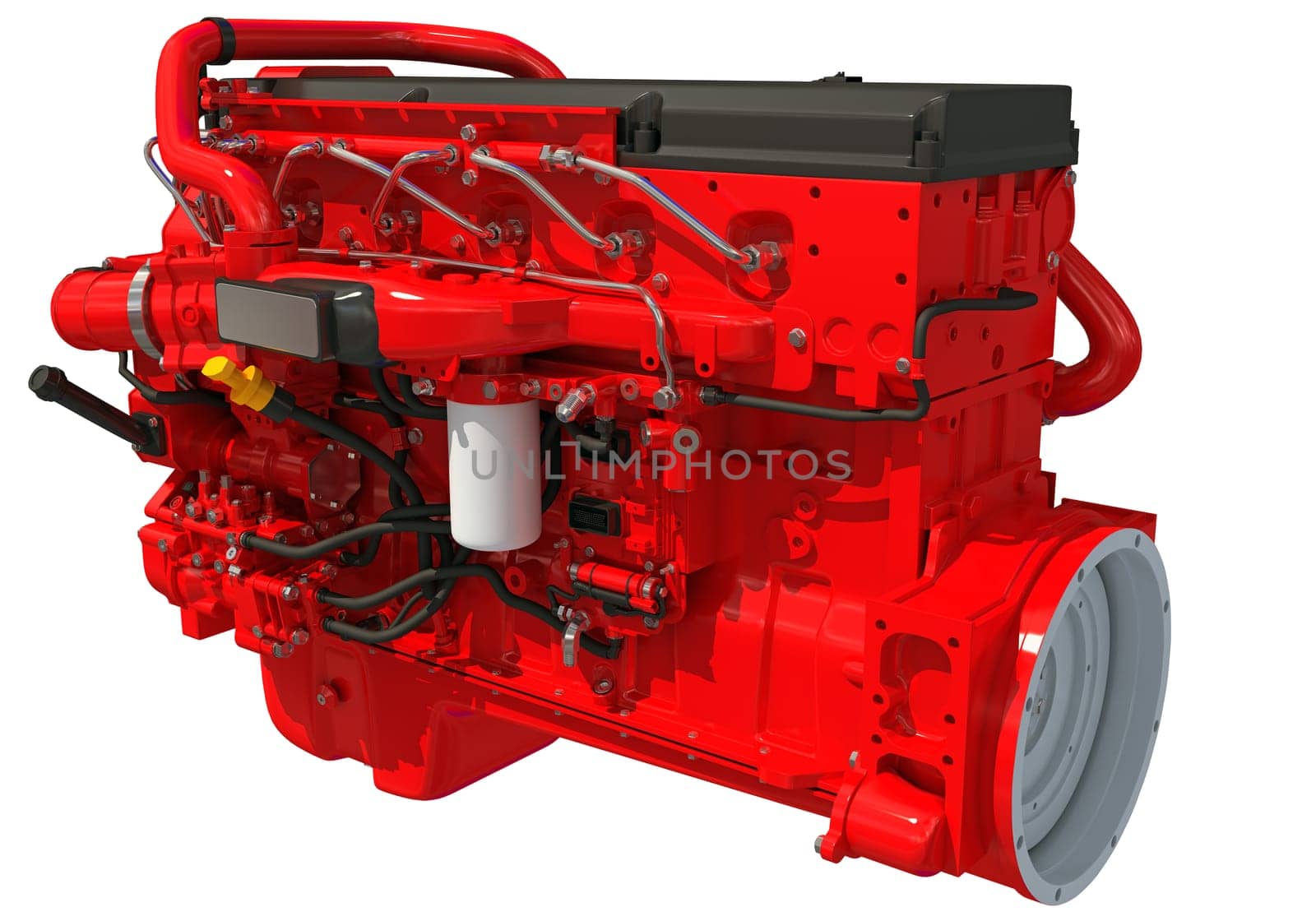 Truck engine 3D rendering on white background by 3DHorse