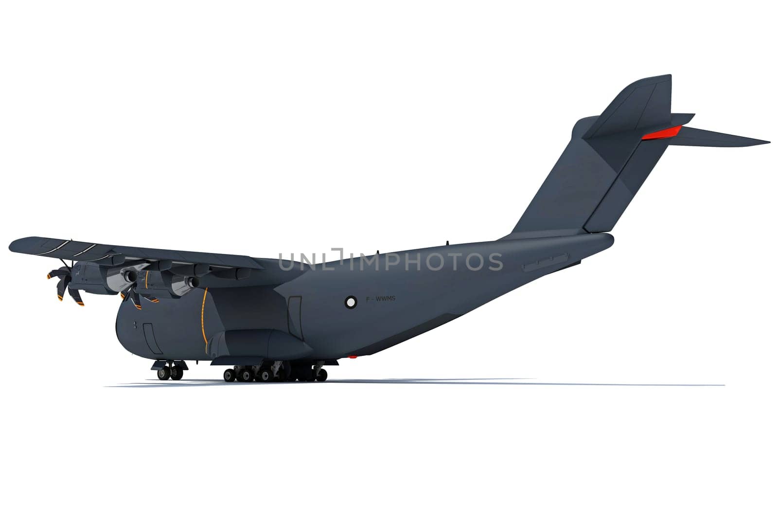 Military Airplane 3D rendering model on white background