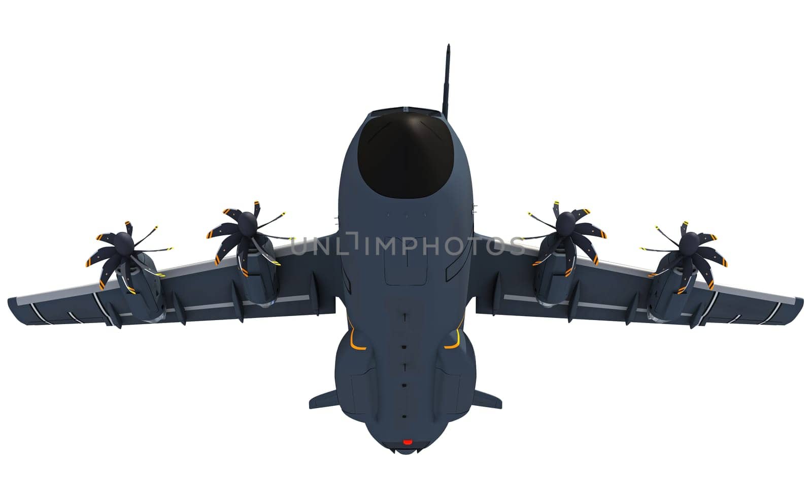 Military Airplane 3D rendering model on white background