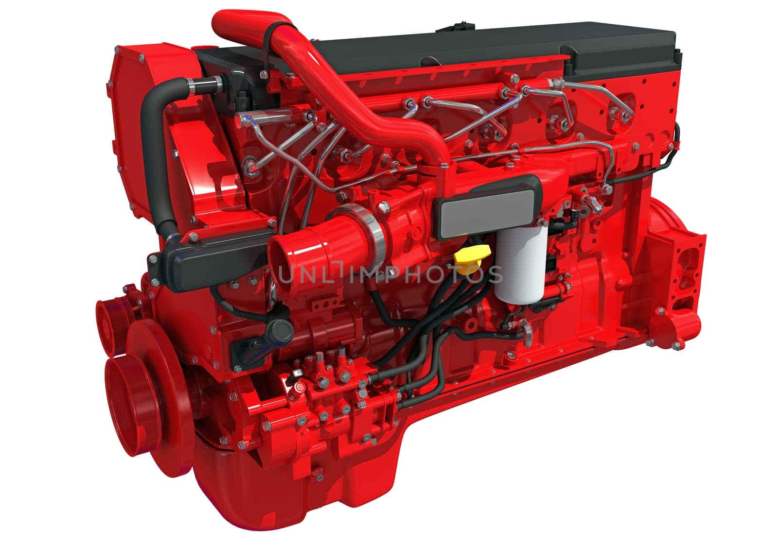 Truck engine 3D rendering on white background by 3DHorse