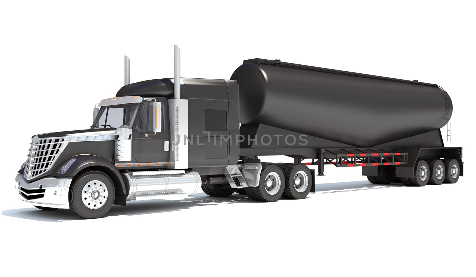 Truck with Tank Trailer 3D rendering on white background by 3DHorse