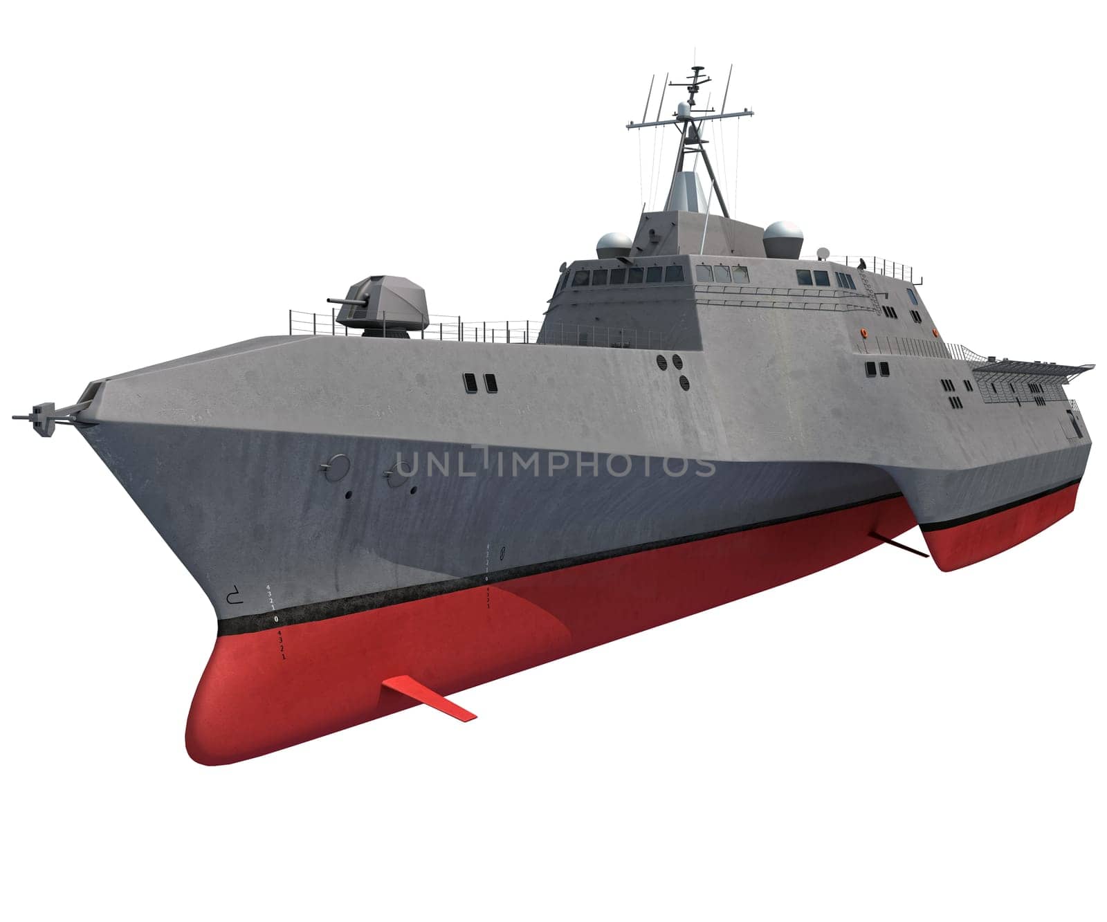 Combat military warship 3D rendering on white background by 3DHorse