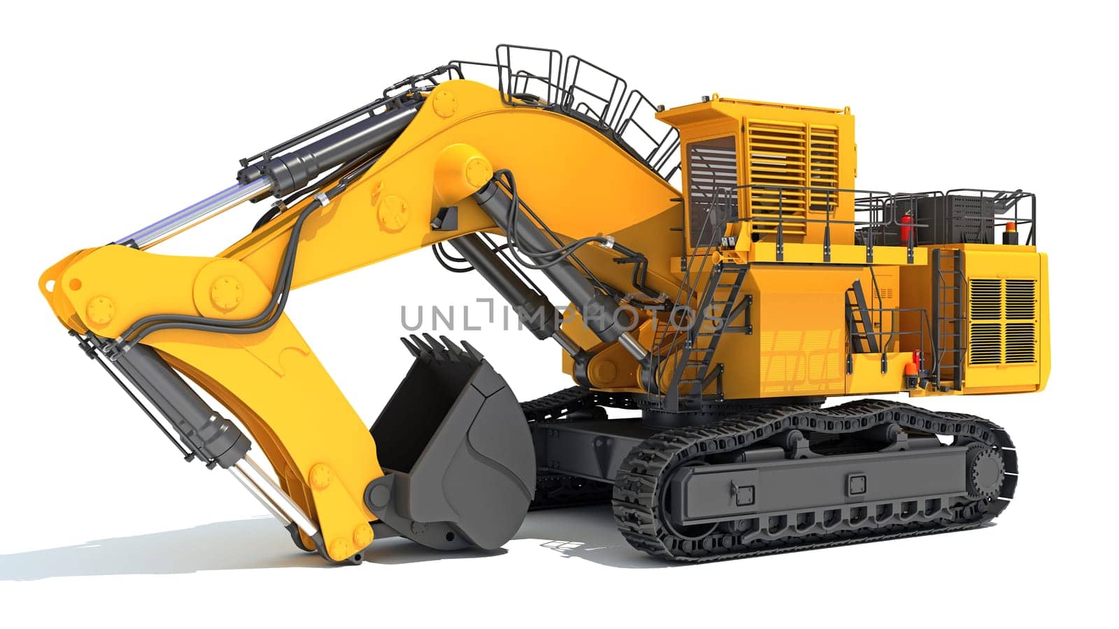 Tracked Mining Excavator Shovel heavy construction machinery 3D rendering model