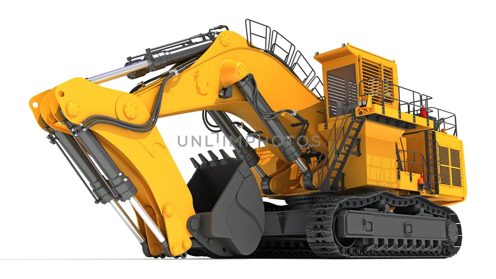 Tracked Mining Excavator Shovel heavy construction machinery 3D rendering model