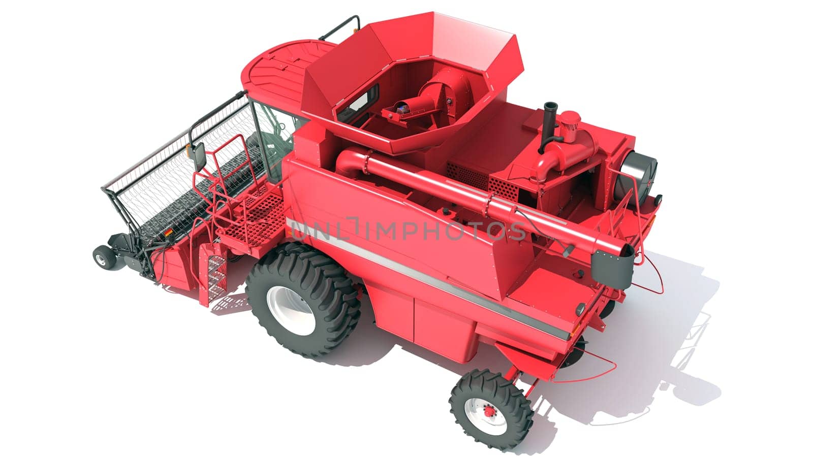 Combine Harvester farm equipment 3D rendering model on white background