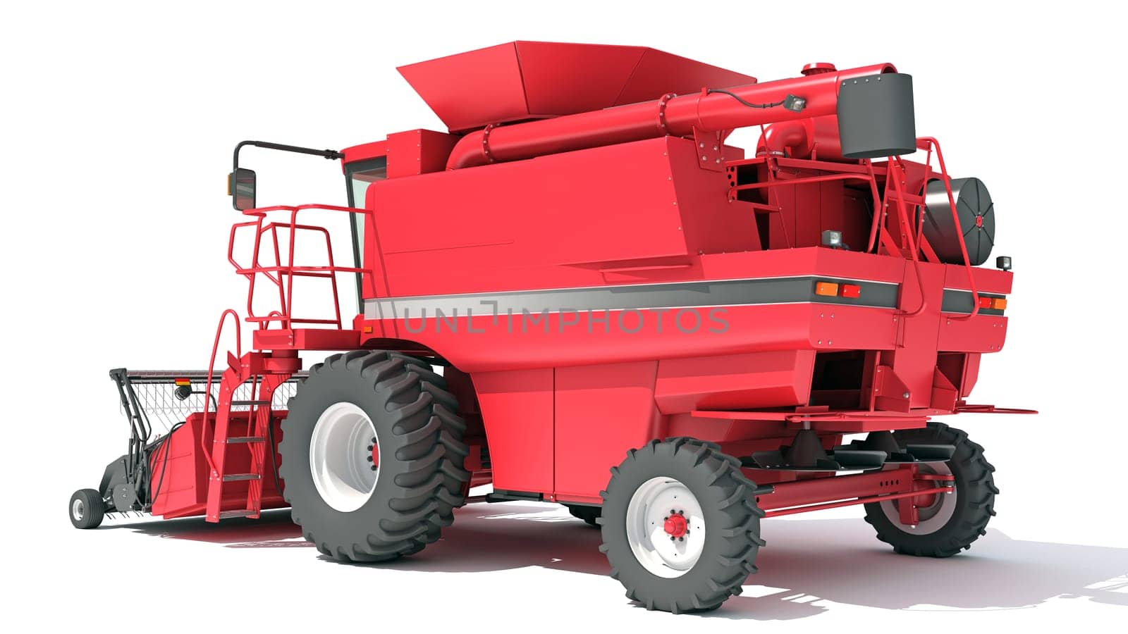 Combine Harvester farm equipment 3D rendering on white background by 3DHorse