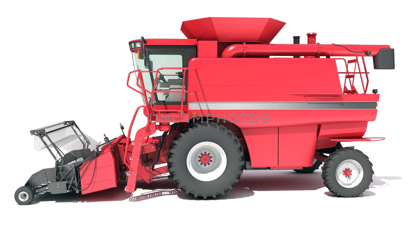 Combine Harvester farm equipment 3D rendering model on white background