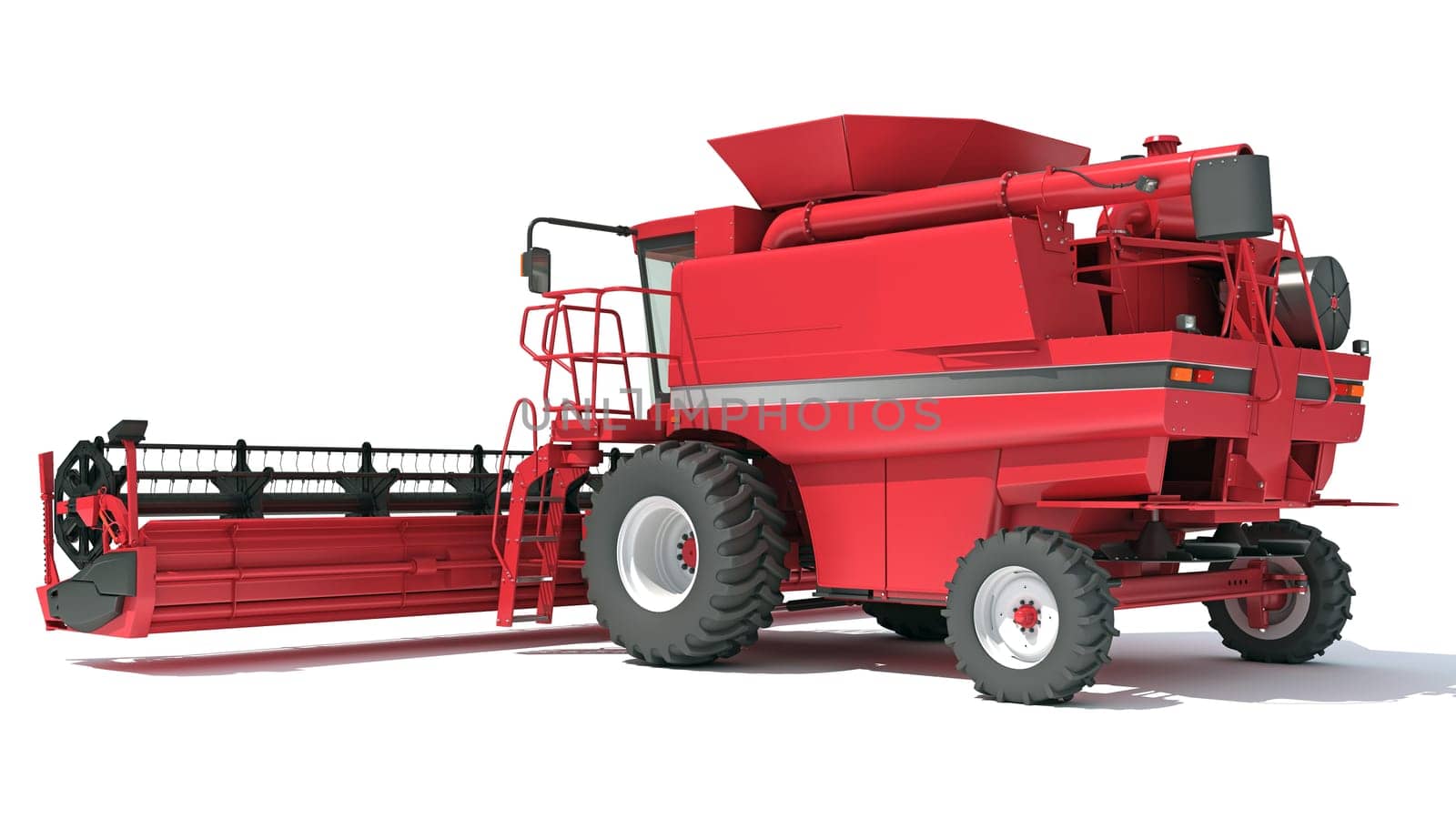 Combine Harvester farm equipment 3D rendering on white background by 3DHorse