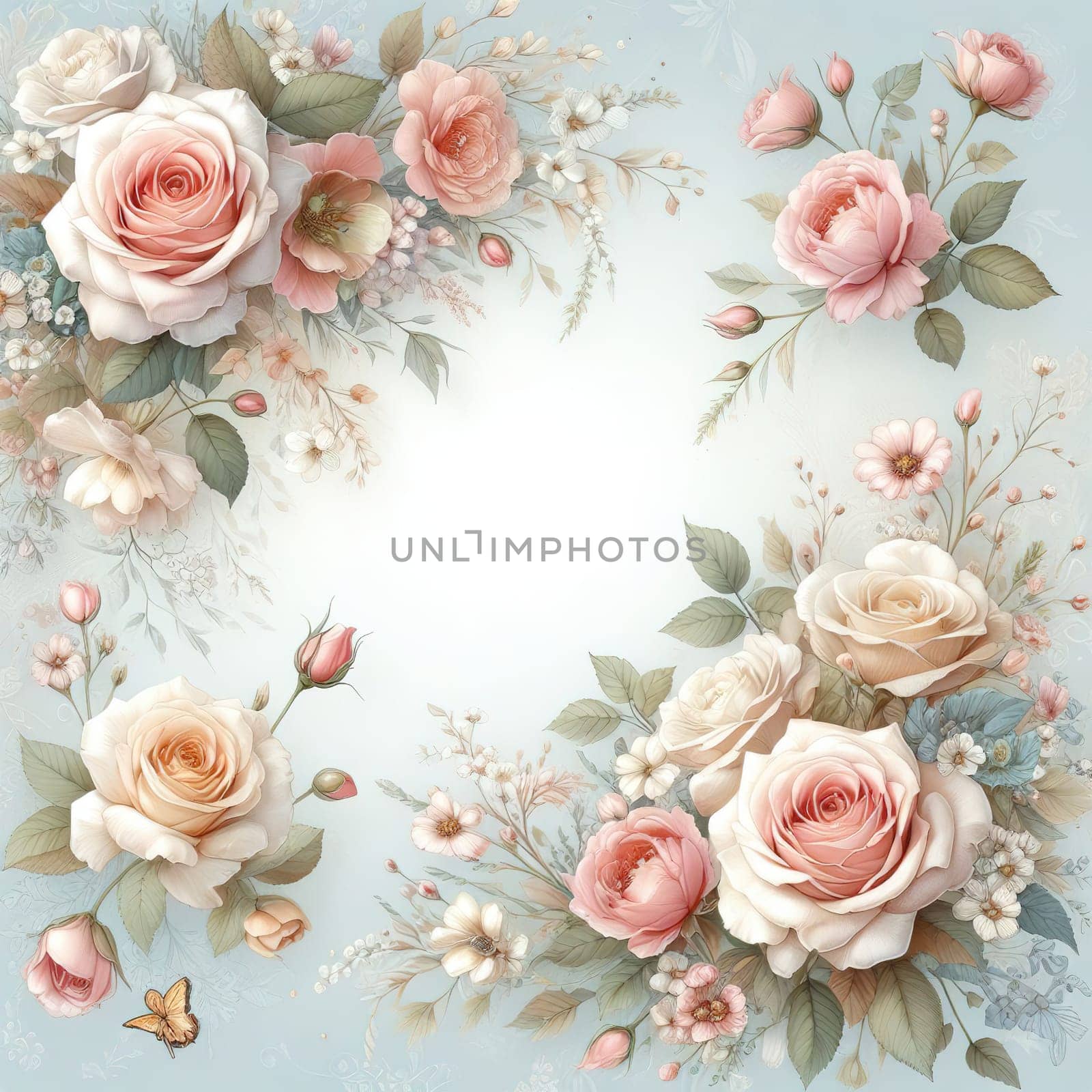 Banner in pastel colors with flowers. High quality illustration