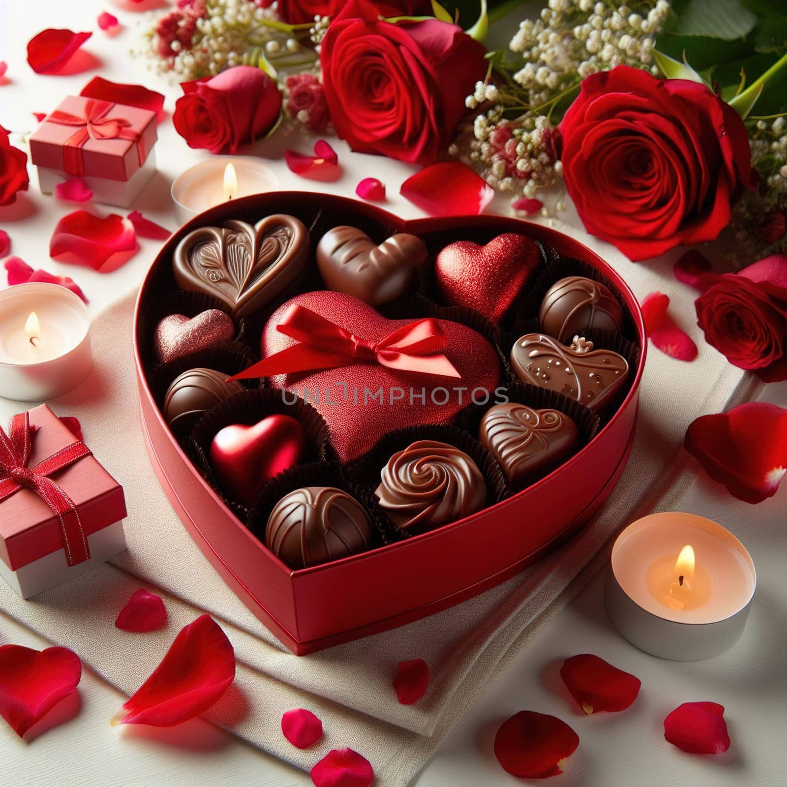 Chocolate candies in the shape of a heart. High quality illustration