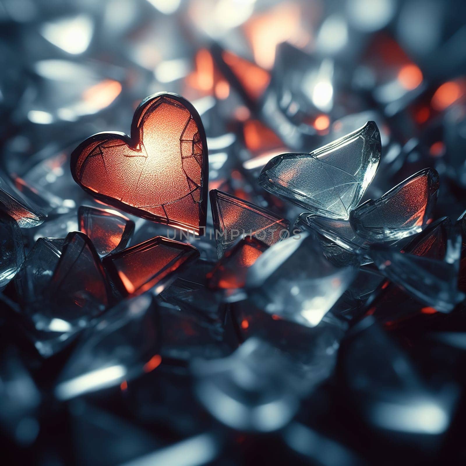 Glass heart shattered. High quality illustration
