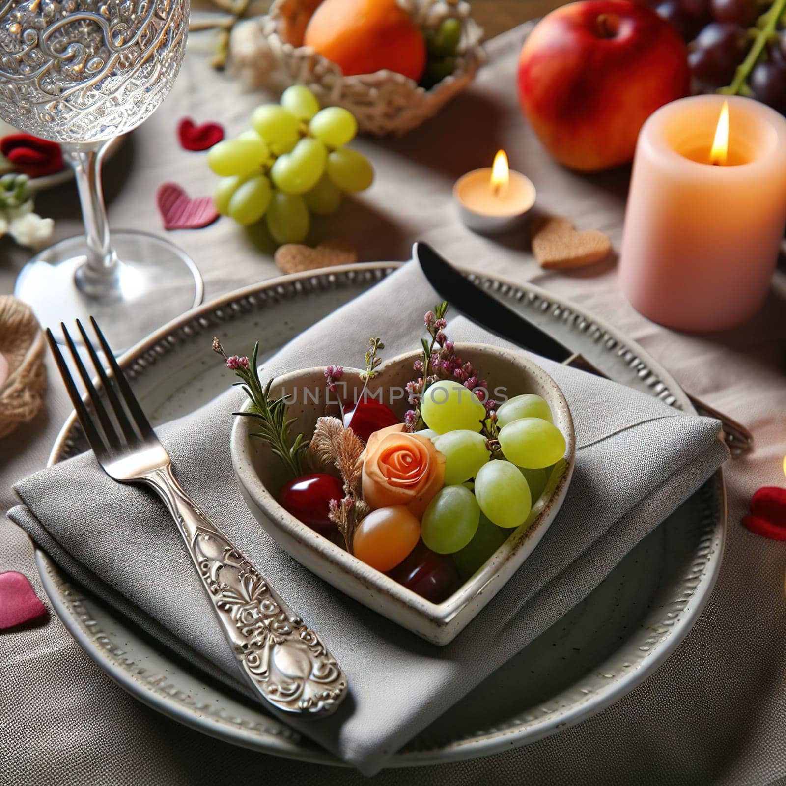 Beautifully set table for a romantic dinner. High quality illustration